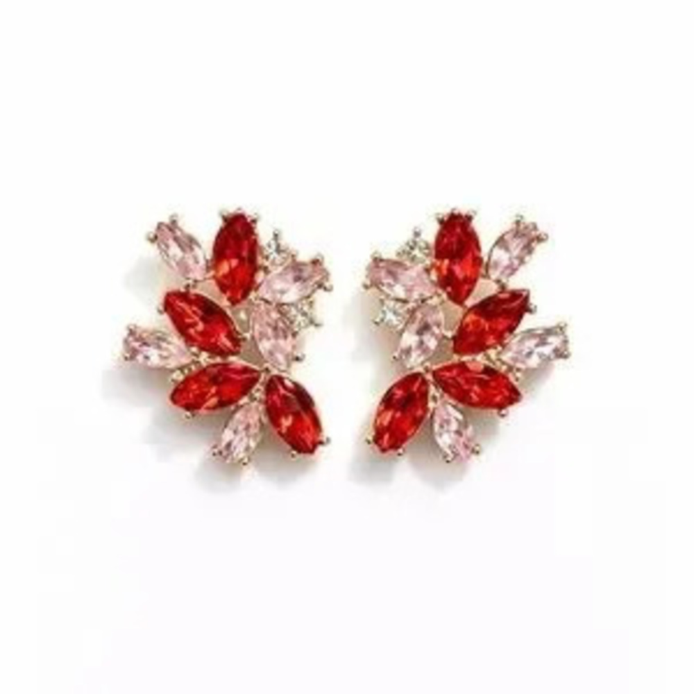 ?? Elegant Red and Pink Gemstone Earrings ????????